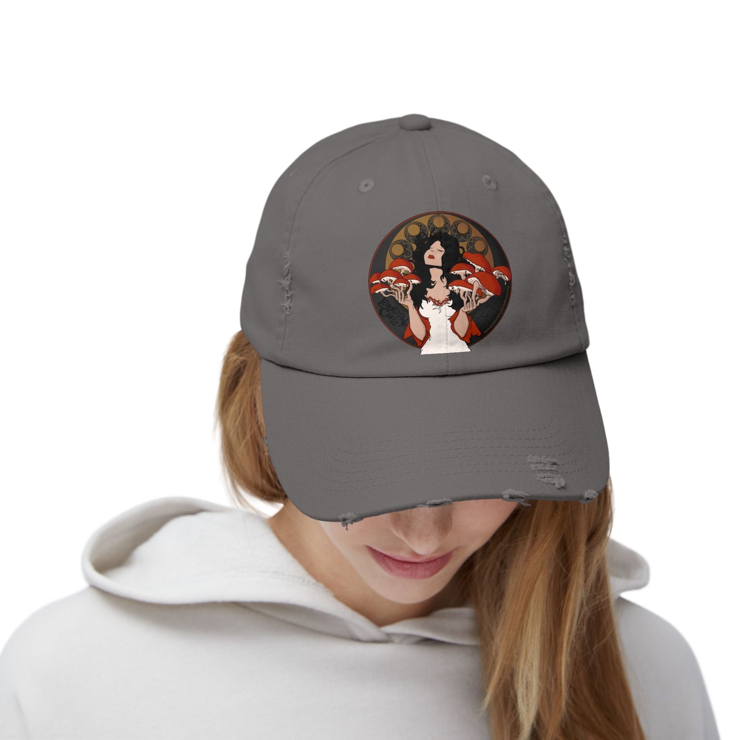 Distressed Cap - The Mystique of Mycelium Alt Rock Band Logo