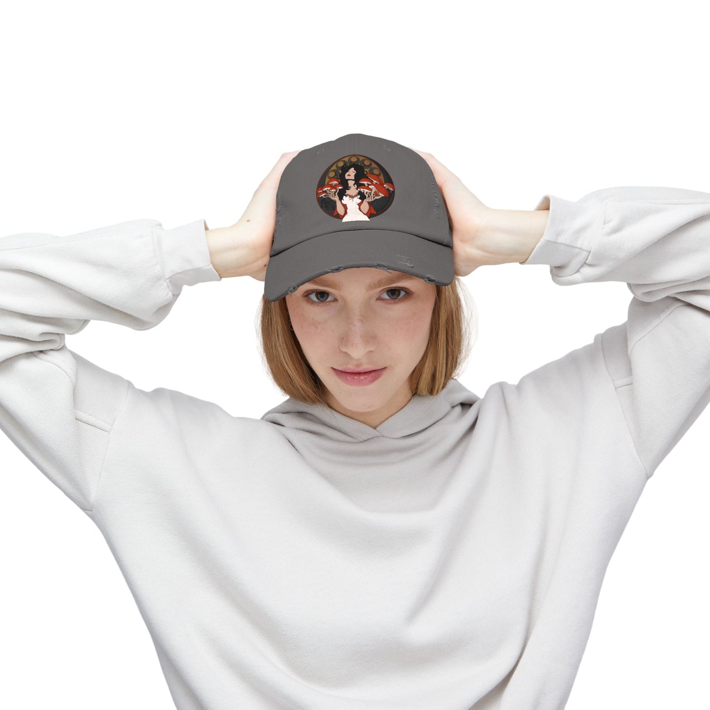 Distressed Cap - The Mystique of Mycelium Alt Rock Band Logo