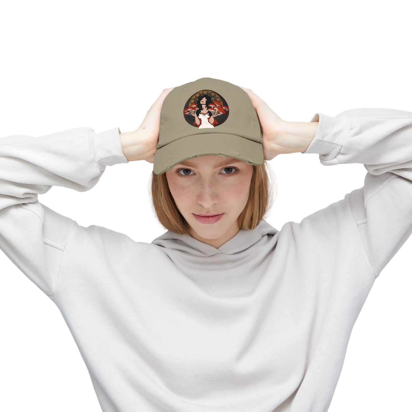Distressed Cap - The Mystique of Mycelium Alt Rock Band Logo